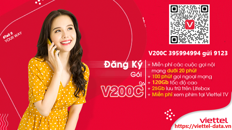 Đăng ký gói cước V200C Viettel – nhận ngay combo ưu đãi 1