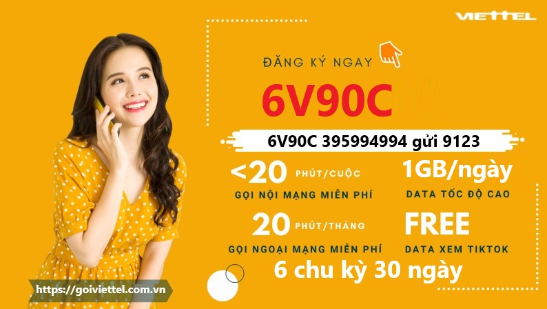 Đăng ký gói 6V90C Viettel ưu đãi “COMBO 3 TRONG 1” siêu khủng 3