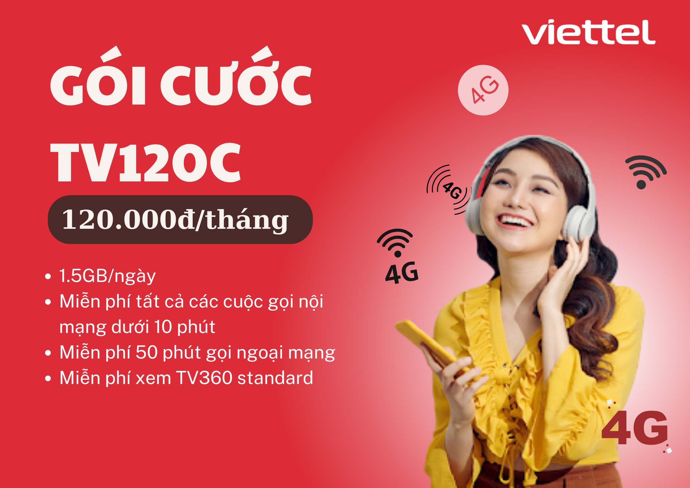 Gói cước TV120C Viettel ưu đãi